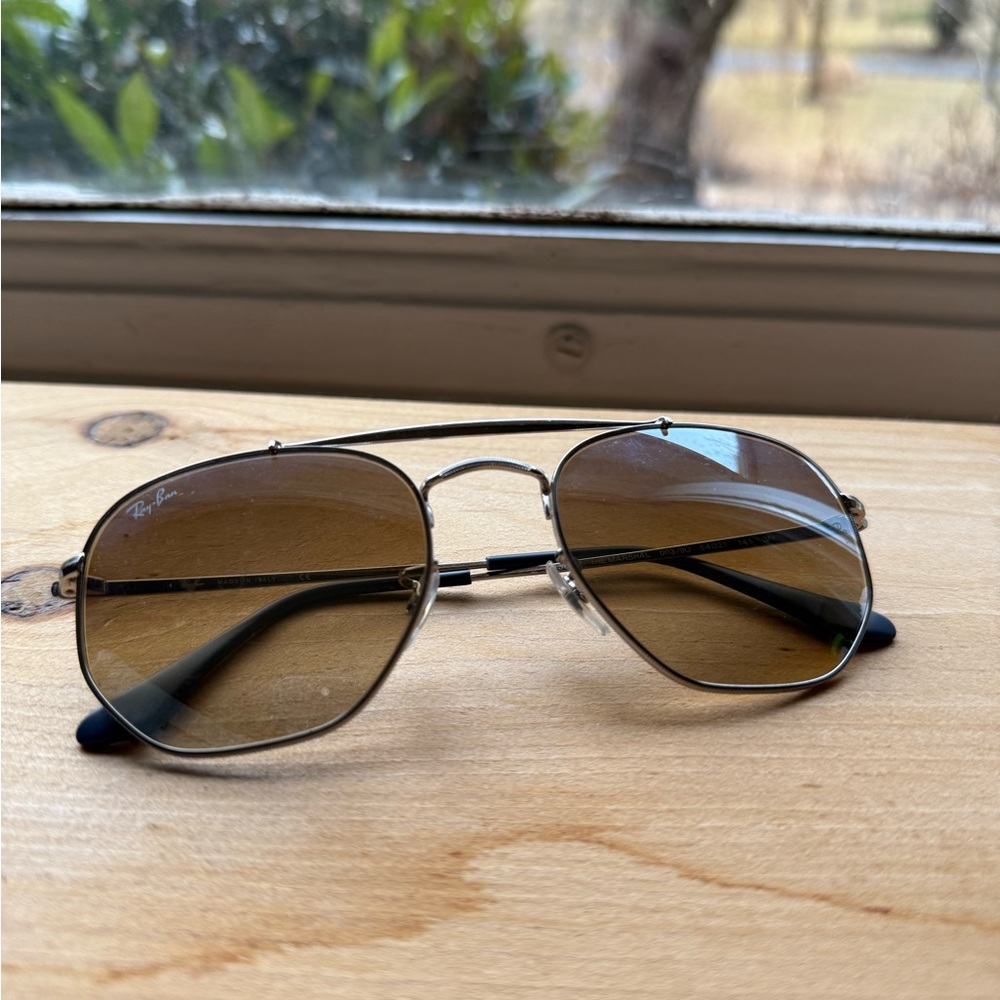 Ray-Ban Silver Sunglasses with Brown Lenses
